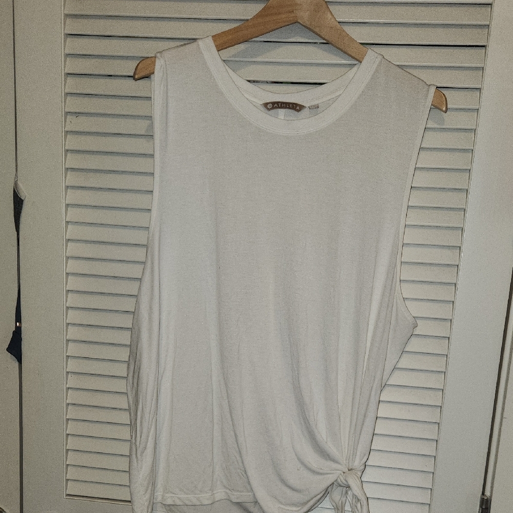 Athleta White Sleeveless Muscle Tee
